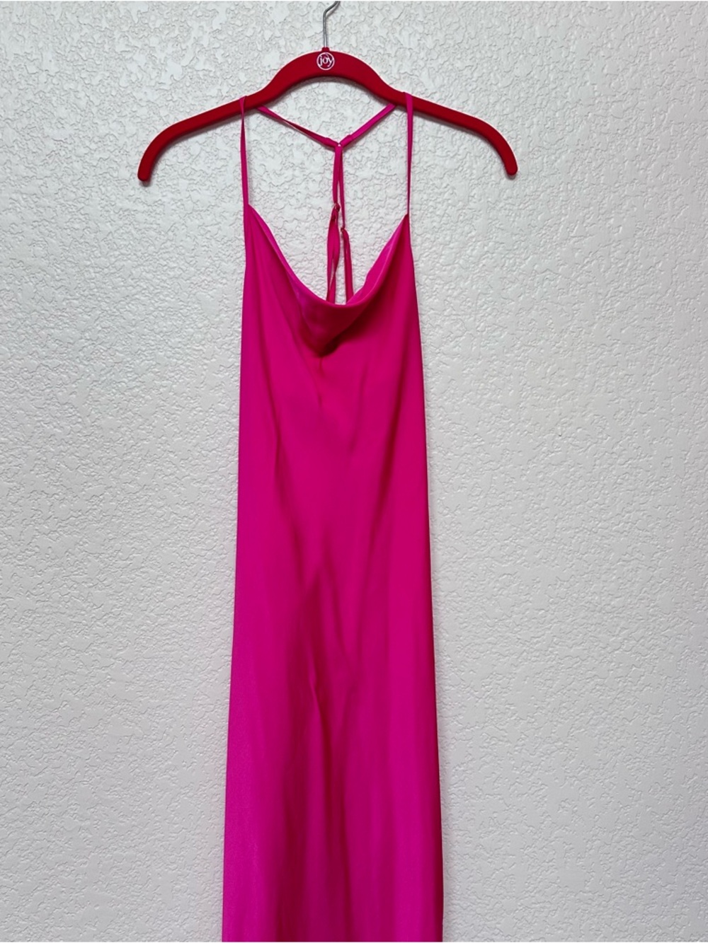 Backless Cowl Neck Slip Dress - Hot Pink